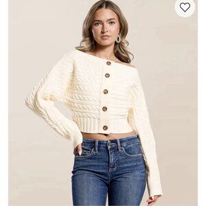 Le Lis Sweater Womens Extra Small XS Chunky Cable Crop Sweater Holiday